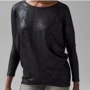 White House Black Markey knit tunic top python scales foil dolman sleeves blk SM